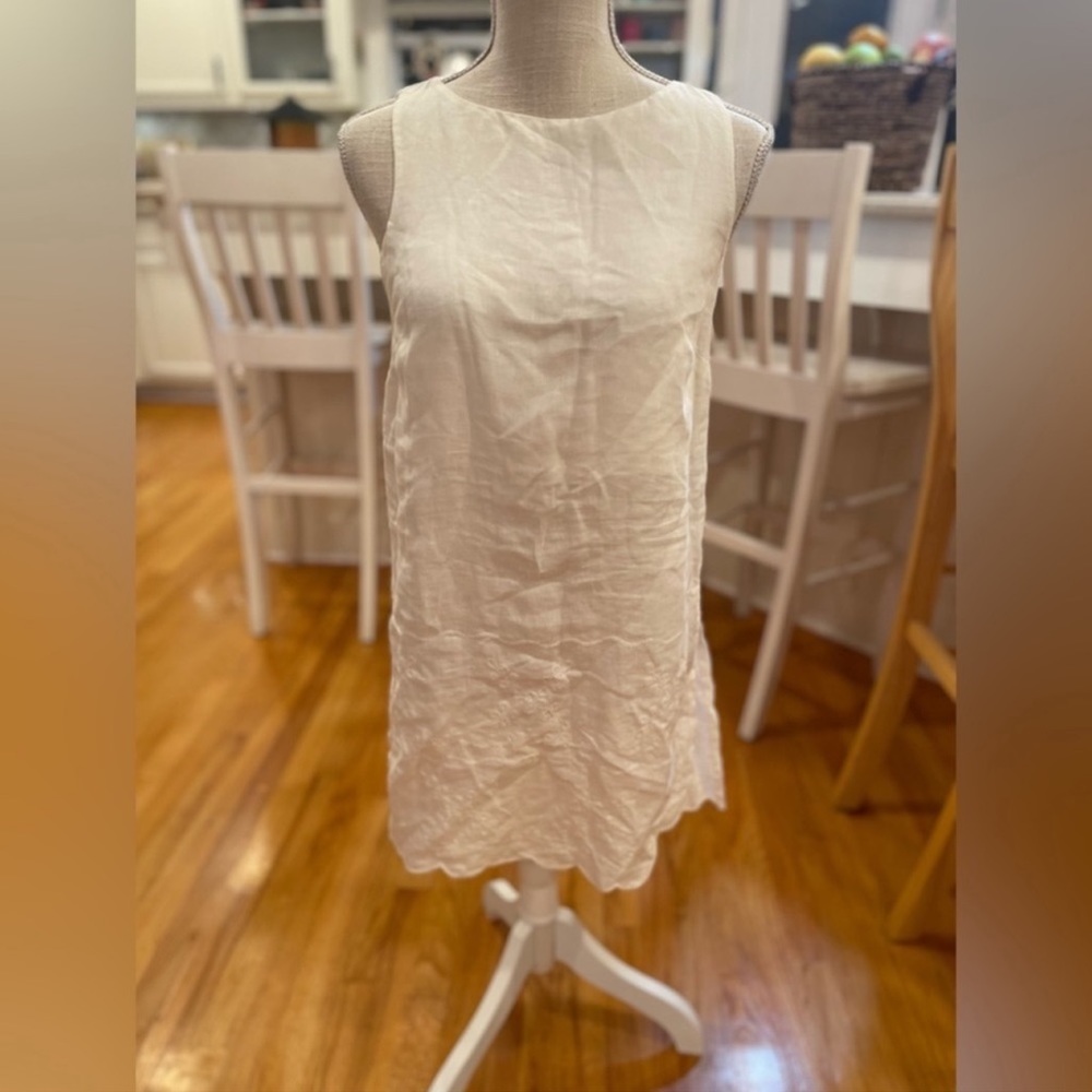 Johnny Was Collection White sleeveless eyelet shift tunic
